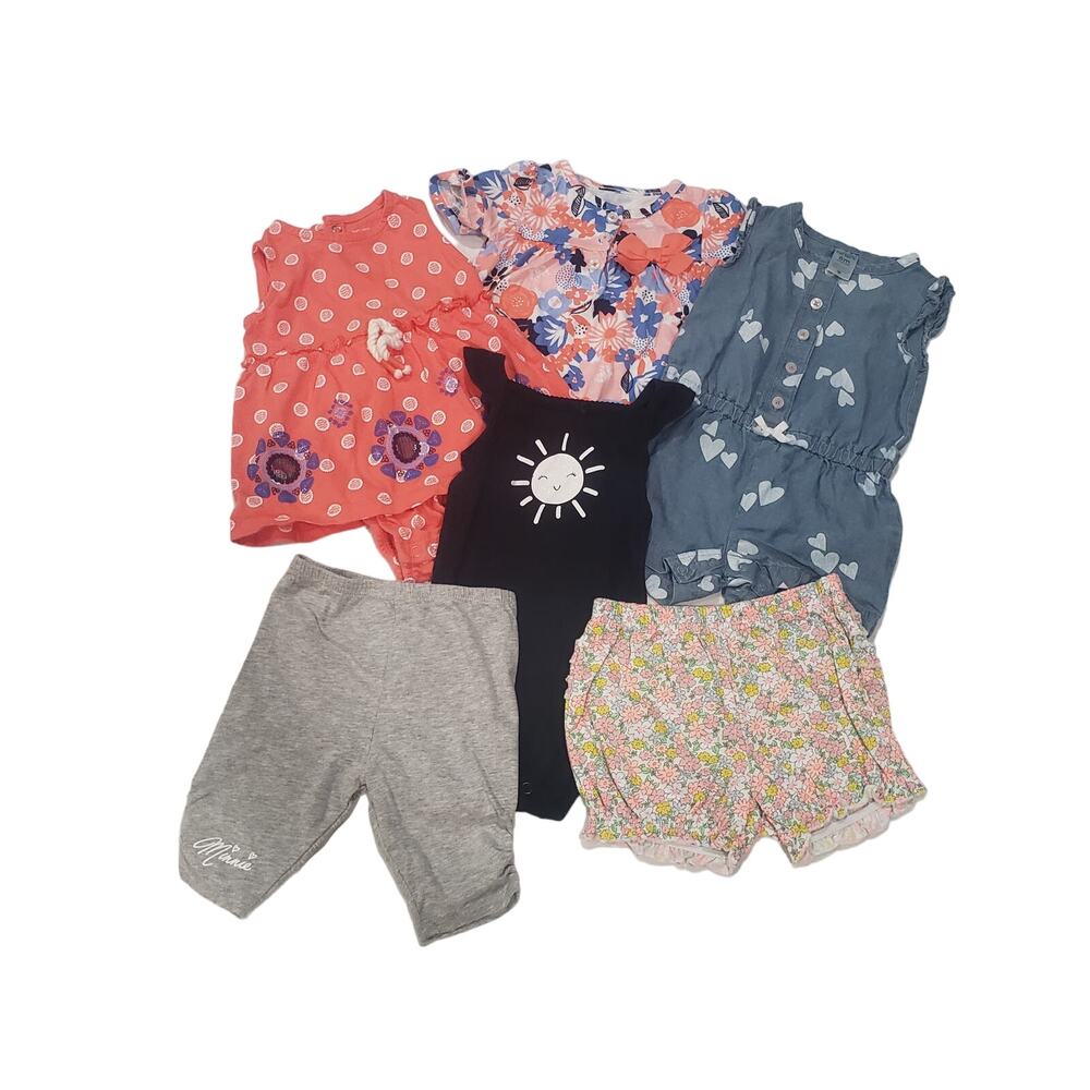 Carter's & Disney 6 Month Onesie Shirt Short Minnie Ruffled Side Capri Bundle
